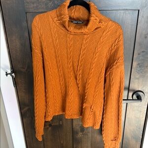 Women's Orange Cable Knit Sweater